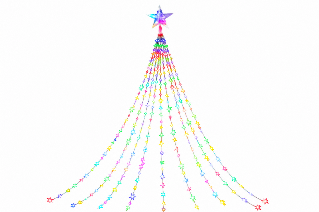 Trendbay 1pcs 5-Pointed Star Waterfall String Lights 2M Multicolor USB powered