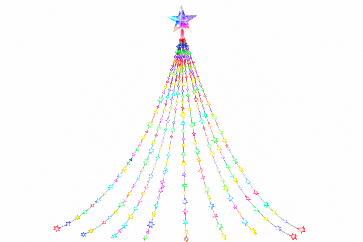 Trendbay 1pcs 5-Pointed Star Waterfall String Lights 2M Multicolor USB powered
