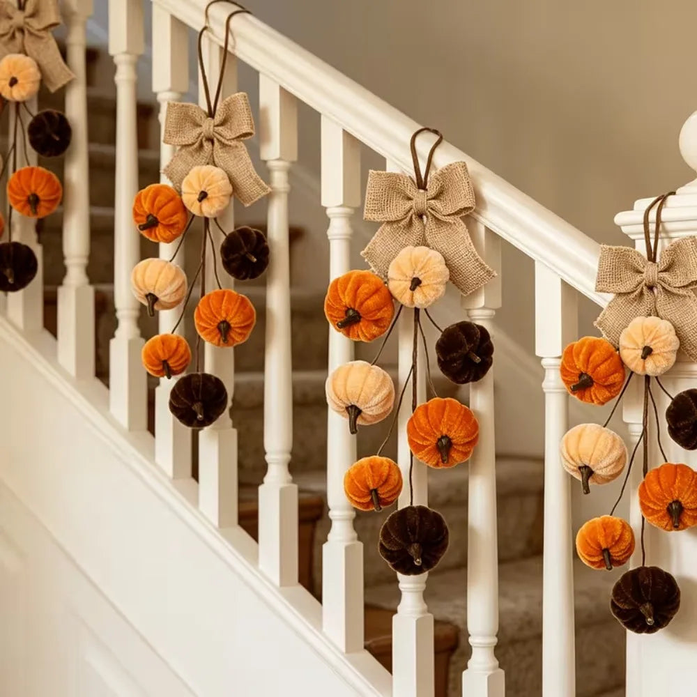 Trendbay Velvet Pumpkin Hanging Ornament with Burlap Bow