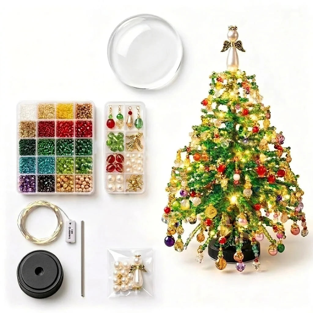 Trendbay DIY Crystal Beaded Halloween Tree Kit with LED Lights