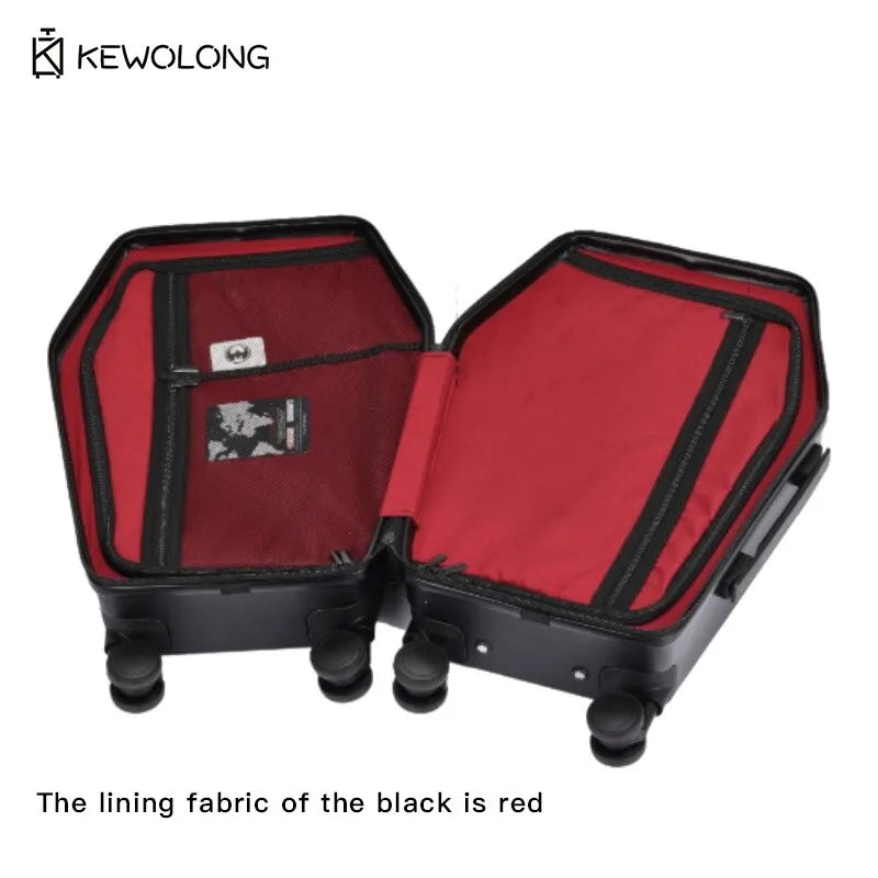 Trendbay Gothic Coffin Travel Suitcase – Vintage Hard-Shell Rolling Luggage