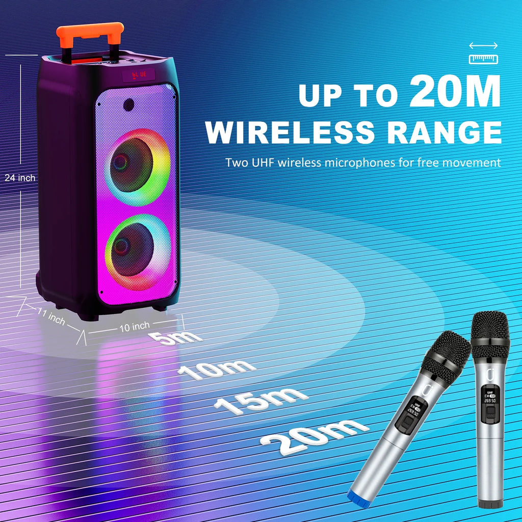 Trendbay Wireless Speaker with Dual Woofers and Two Microphones