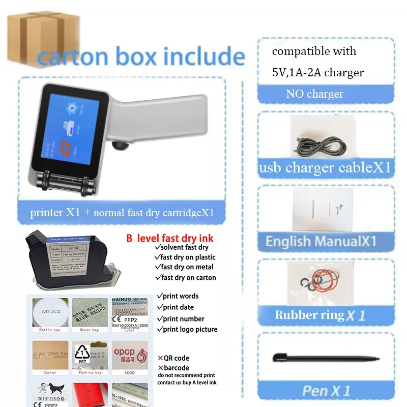 Trendbay X1760 TIJ Handheld Inkjet Printer 12.7MM