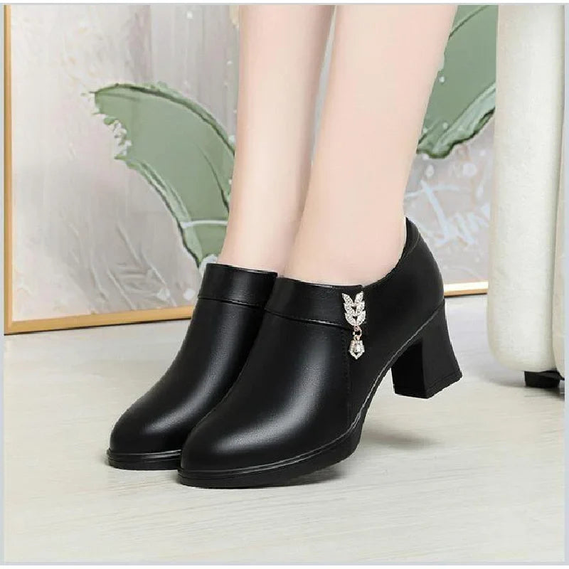 Trendbay Women's Pointed-Toe Chunky Heel Pumps