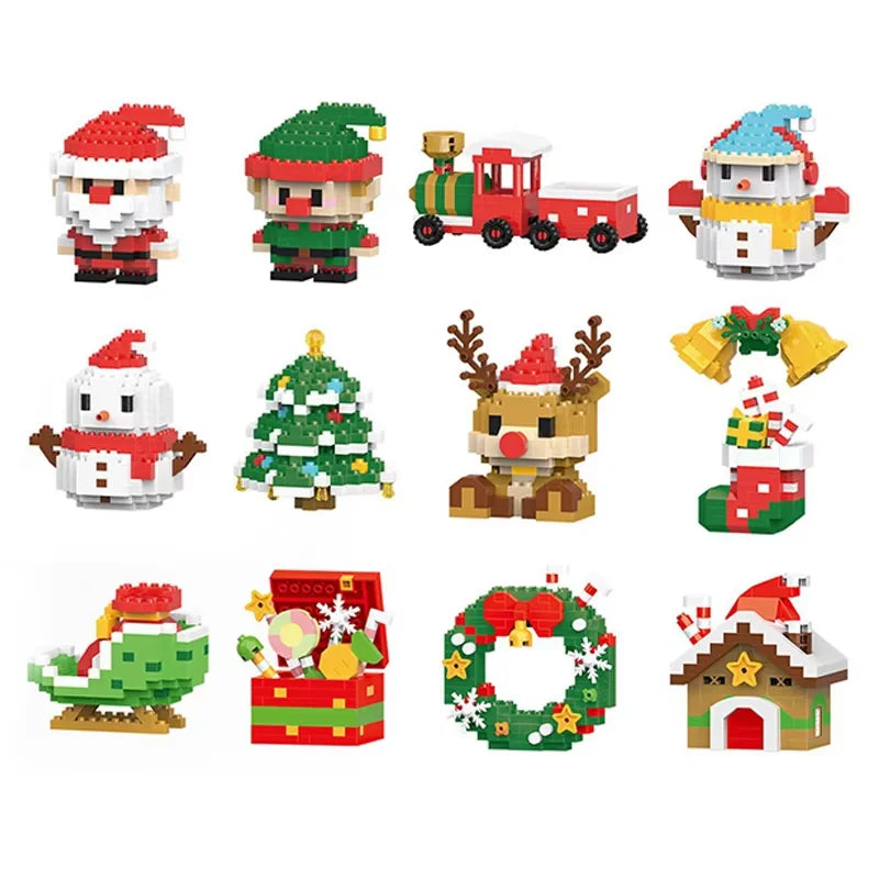 Trendbay Christmas Micro Building Blocks Set Santa Claus and Reindeer Puzzle Assembly Toy