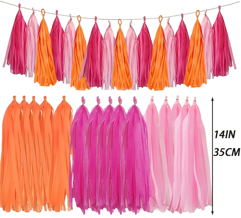 Trendbay 15-Piece 14-Inch / 35CM Vibrant Tassel Garland Banners