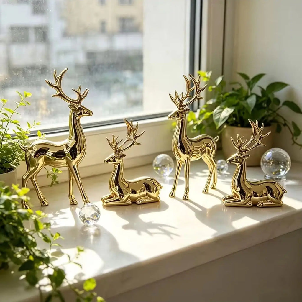Trendbay Gold Reindeer Christmas Ornament Set of 2