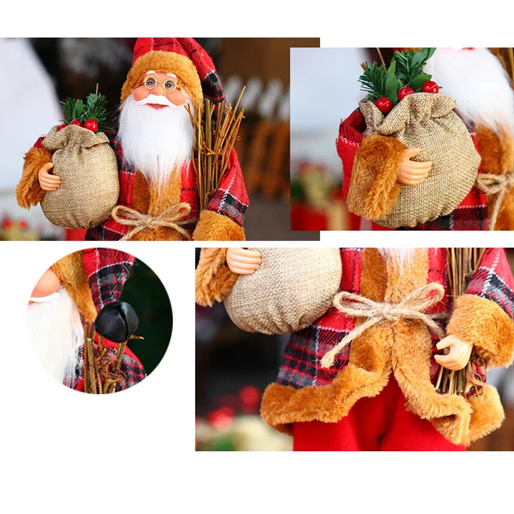 Trendbay 4Pcs Christmas Santa Claus Plush Doll Set Battery-Powered