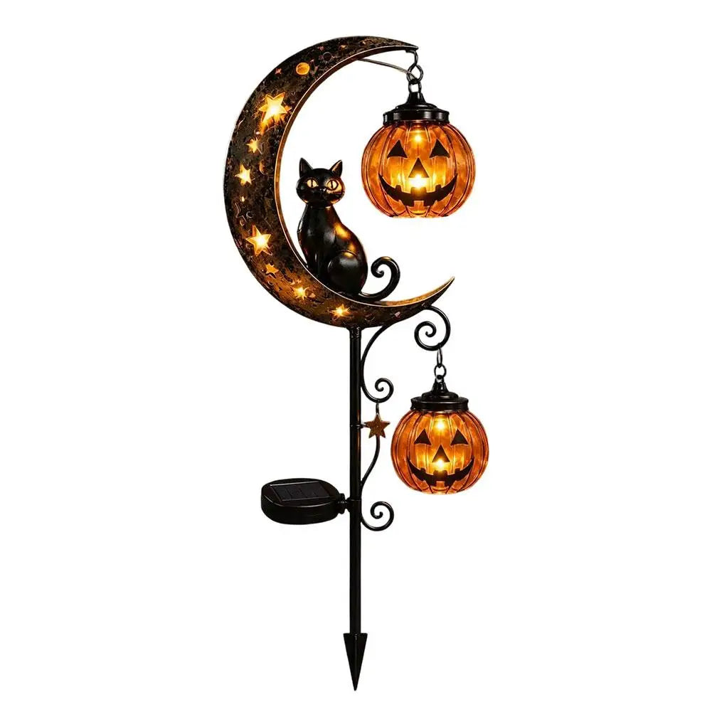 Trendbay Black Cat & Pumpkin Moon Garden Stake Light – 85cm Waterproof