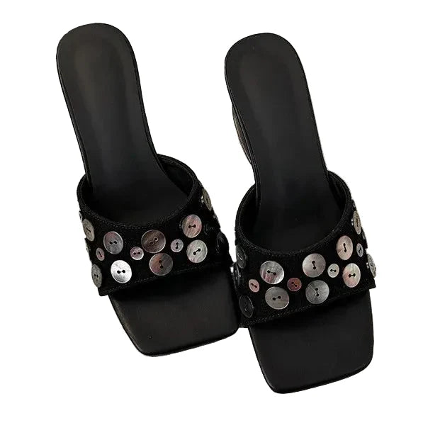 Trendbay Women's Square Toe Wedge Sandals
