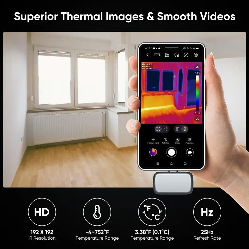Trendbay Thermal Imaging Camera – 192×192 Infrared Camera for Android Type-C & iOS Mobile Devices