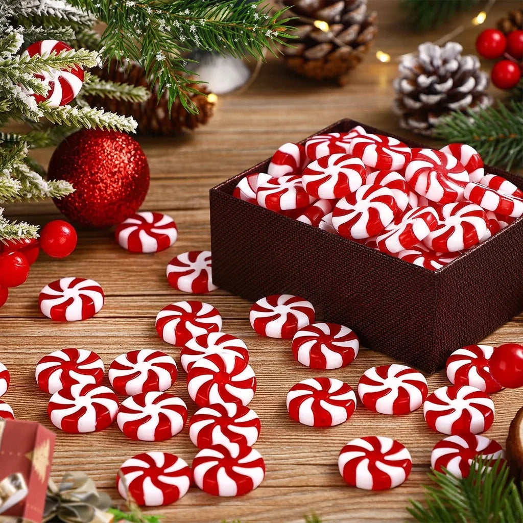 Trendbay Acrylic Christmas Candy Ornaments 50pcs Peppermint Sweet