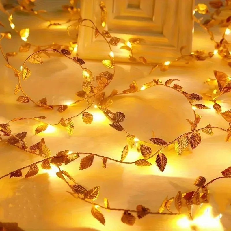 Trendbay 10M 100LED Green Leaf String Lights – Battery-Powered