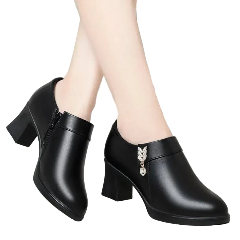 Trendbay Women's Pointed-Toe Chunky Heel Pumps