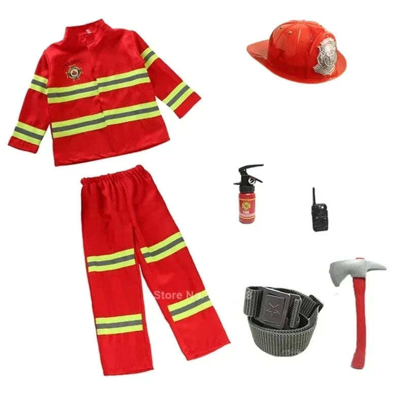 Trendbay 120CM Kids Firefighter Halloween Costume Set – 5-Piece