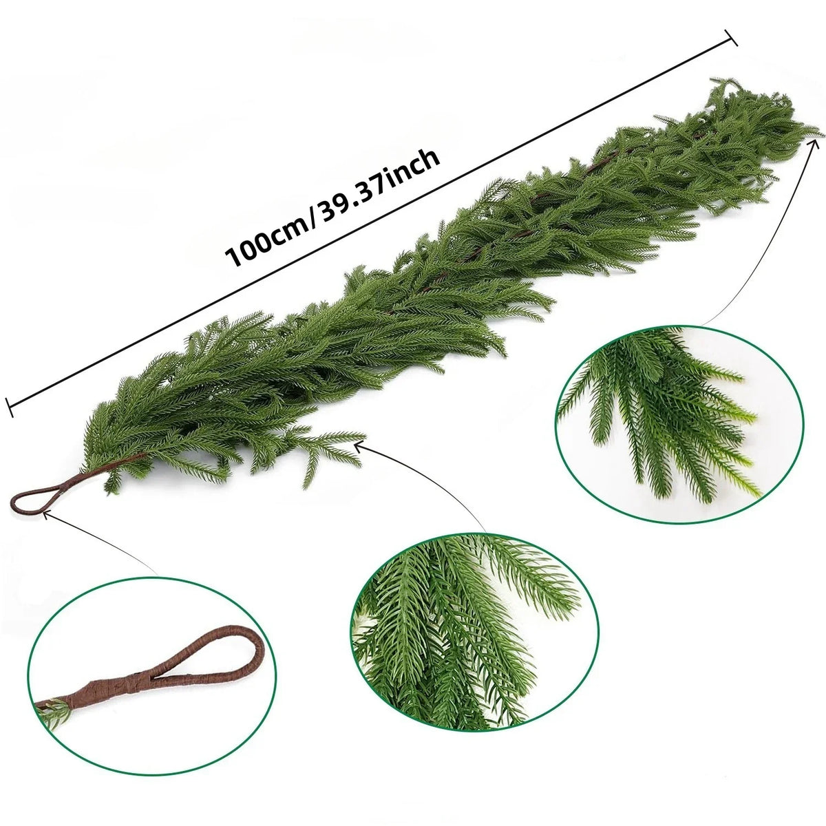 1Trendbay 00cm Artificial Norfolk Pine Christmas Wreath Realistic Green Faux