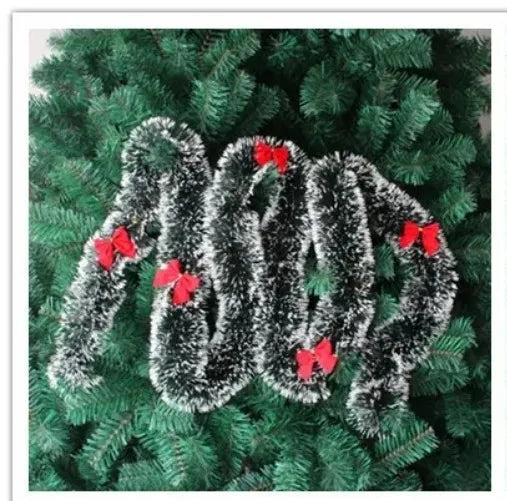 Trendbay 2M Red Christmas Tinsel Garland with LED Lights