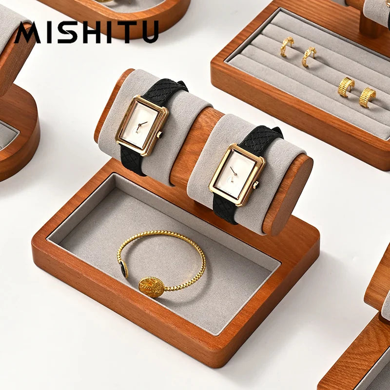 Trendbay T-Shaped Wooden Watch Display Stand – Watch & Jewelry Holder for Bracelets and Accessories