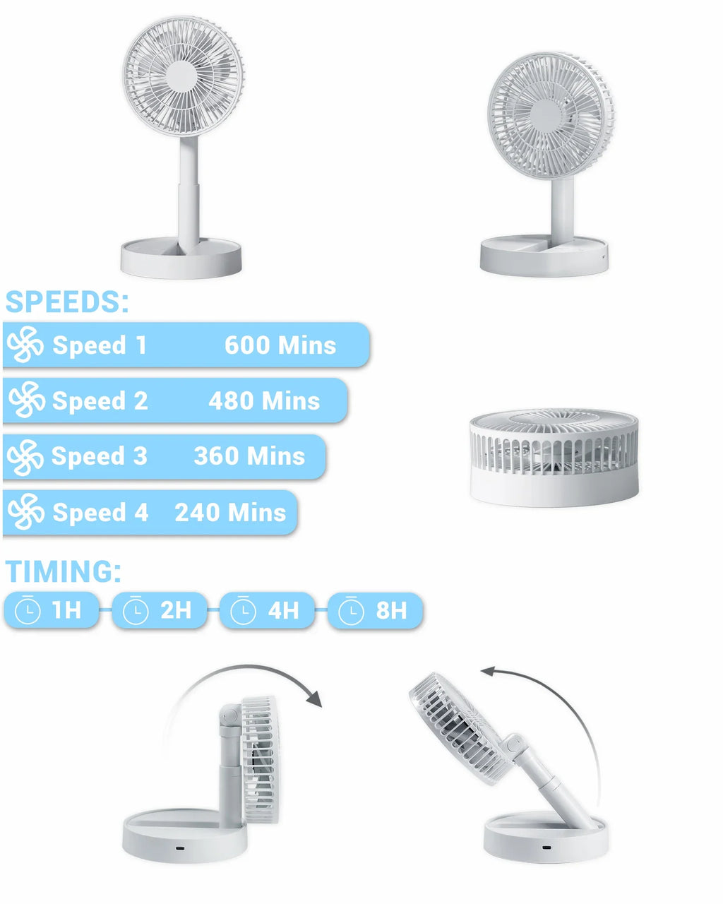 Trendbay USB Foldable Mini Fan Battery Operated