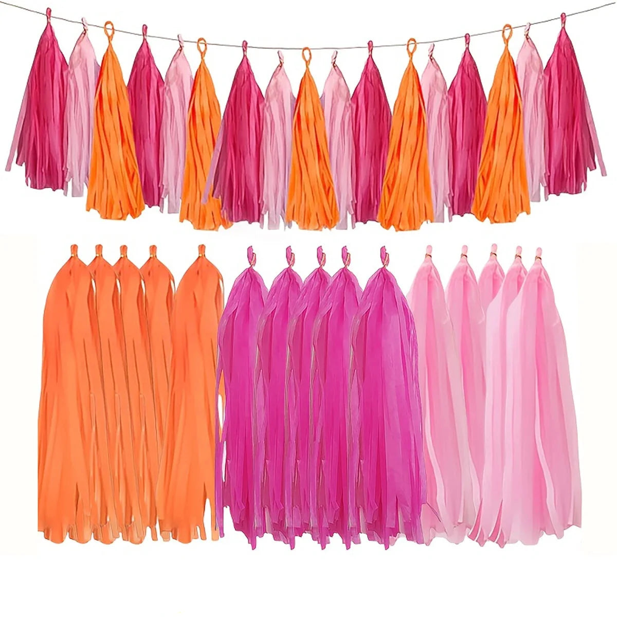 Trendbay 15-Piece 14-Inch / 35CM Vibrant Tassel Garland Banners
