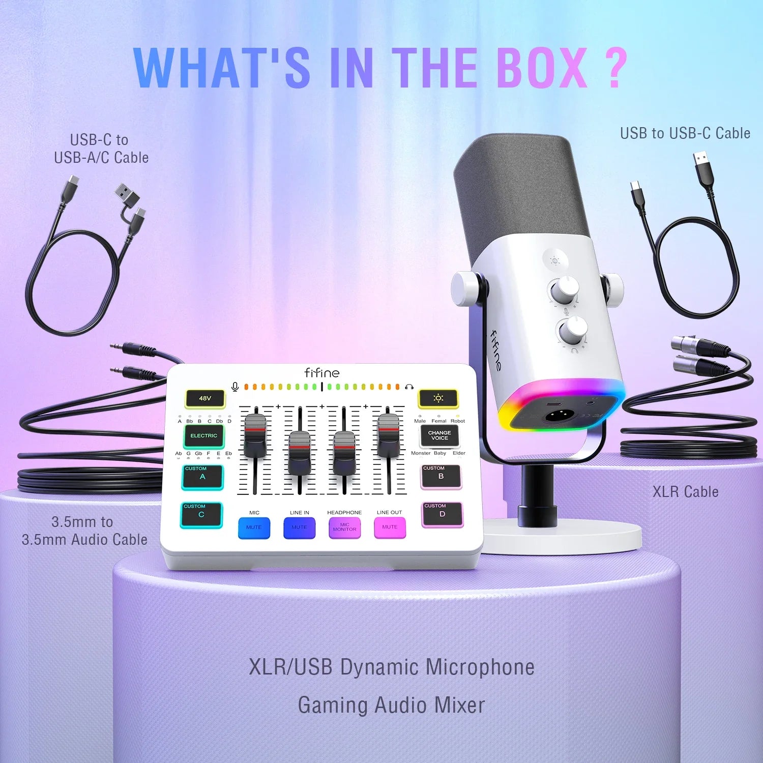 Trendbay RGB Streaming Podcast Kit Dynamic Mic with Audio Mixer