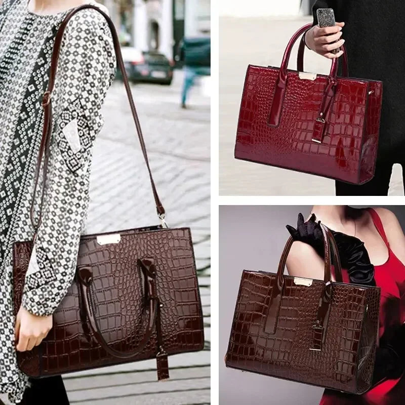 Trendbay Women's Crocodile Pattern Tote Bag