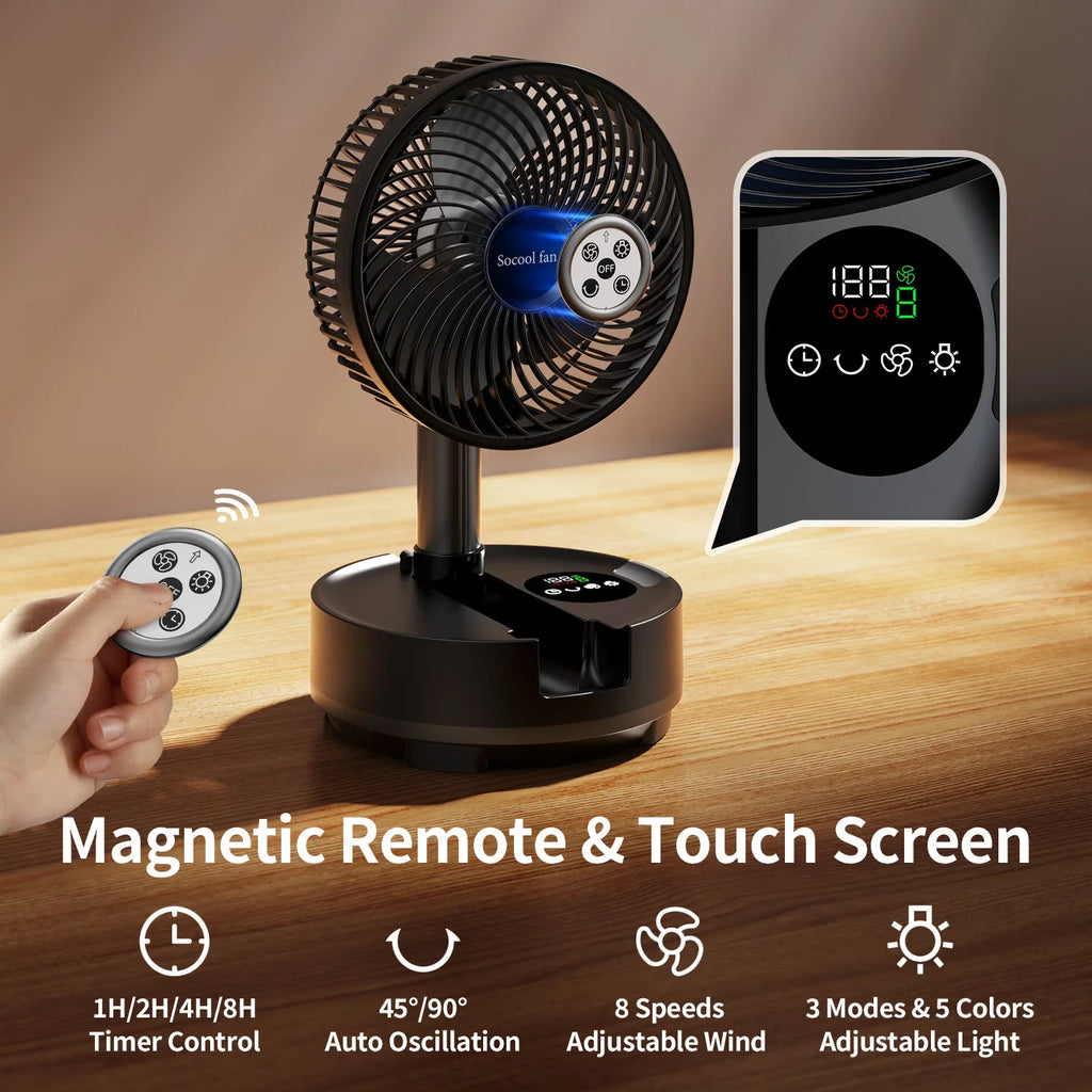 Trendbay 20000mAh Portable Folding Fan with Remote