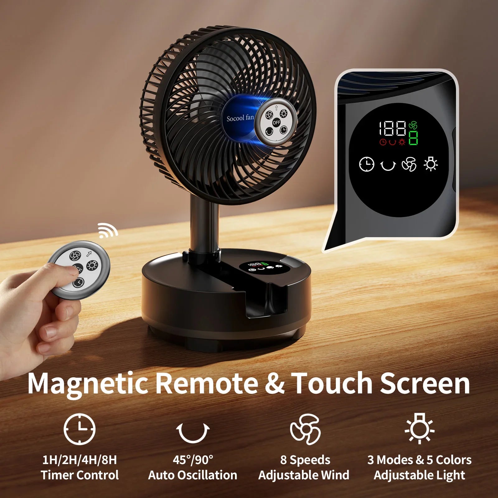 Trendbay 20000mAh Portable Folding Fan with Remote
