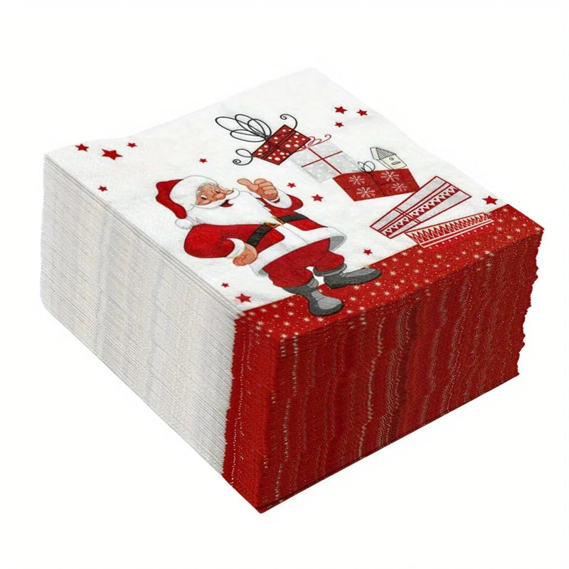 Trendbay Snowman & Santa Print Paper Napkins for Christmas decor