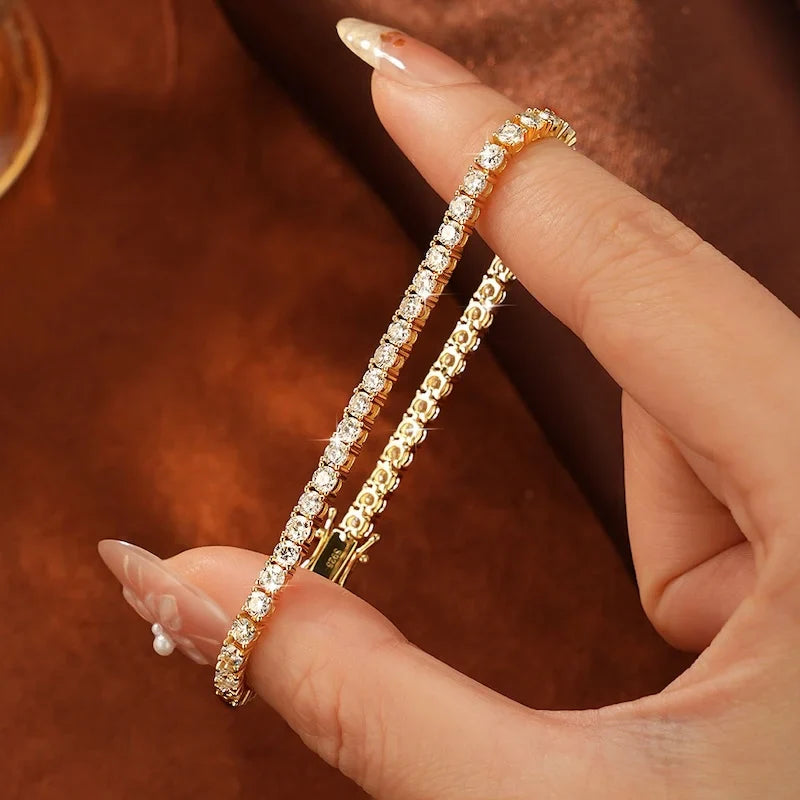 Trendbay 3mm D Color Moissanite Tennis Bracelet – Elegant Women's Fine Jewelry Bracelet (16cm)