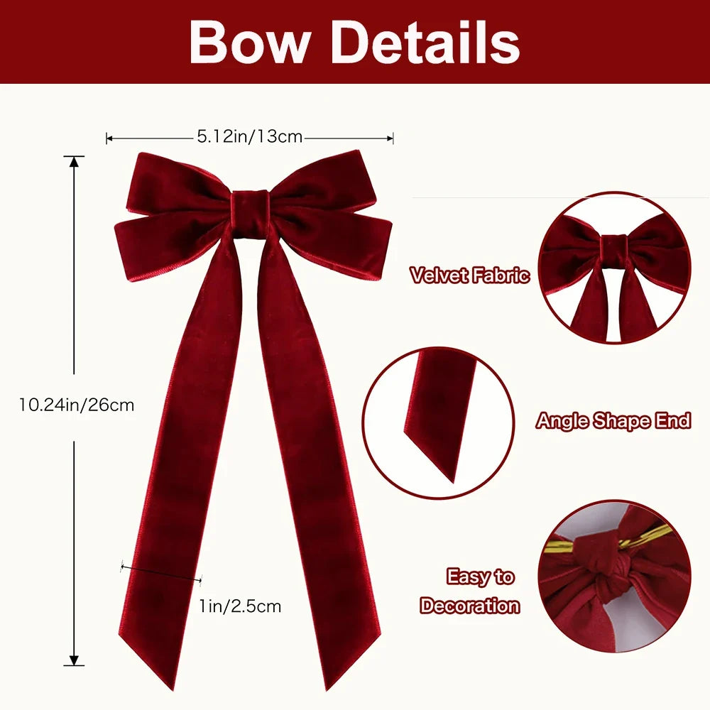 Trendbay Velvet Ribbon Bow Christmas Ornaments