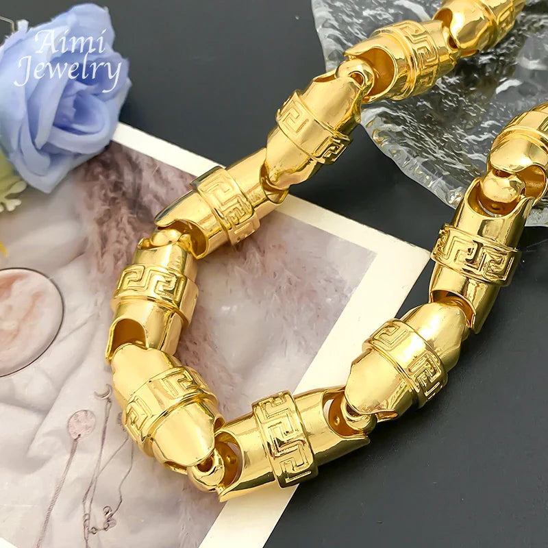 Trendbay 75cm 18K Gold-Plated Bold Chain Necklace – Hip Hop Fashion Jewelry for Men