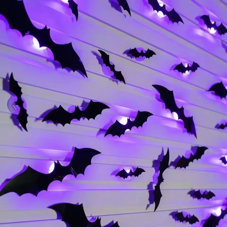 Trendbay 12pcs Halloween 3D Bat LED Wall Decals