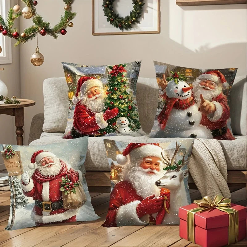 Trendbay Christmas Throw Pillow Cover Set of 4 Decorative Pillowcases