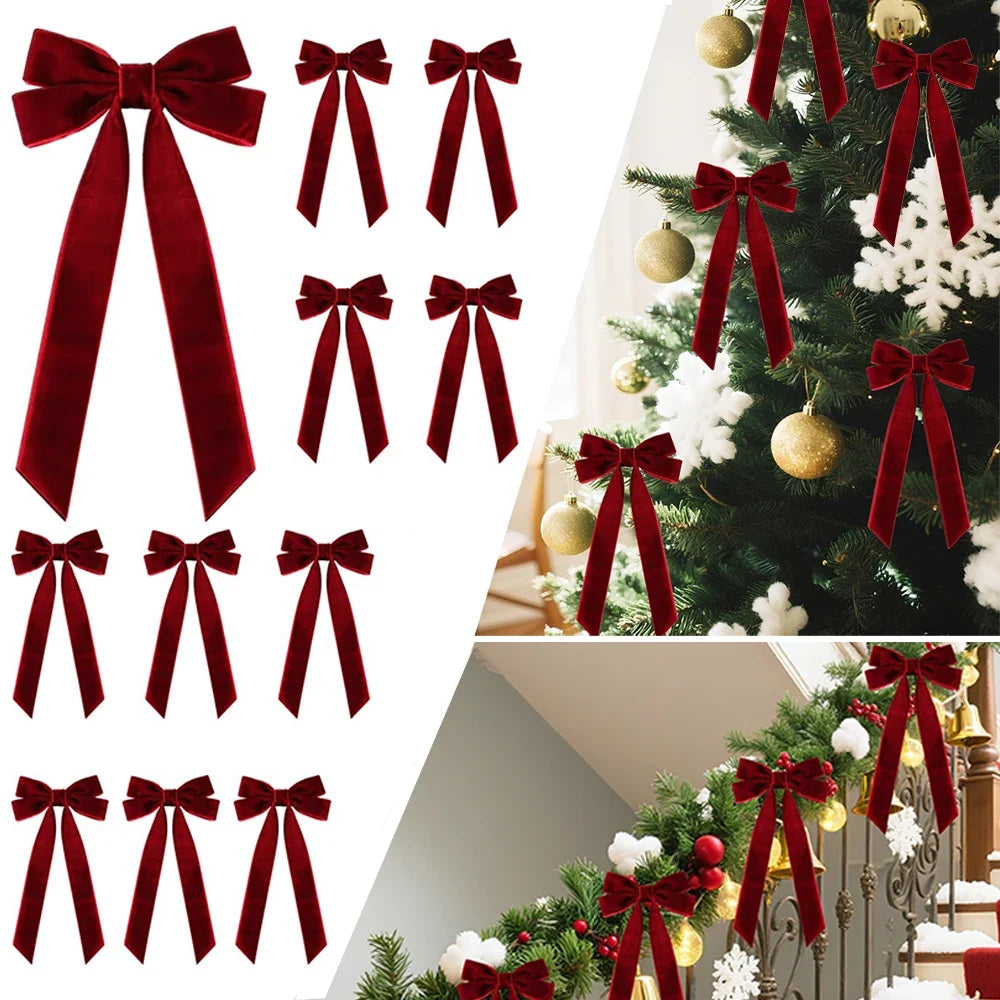 Trendbay Velvet Ribbon Bow Christmas Ornaments
