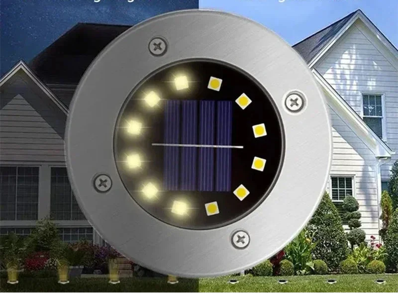 Trendbay 1Pcs Solar Ground Lights 8 LED Stainless Steel & ABS In-Ground