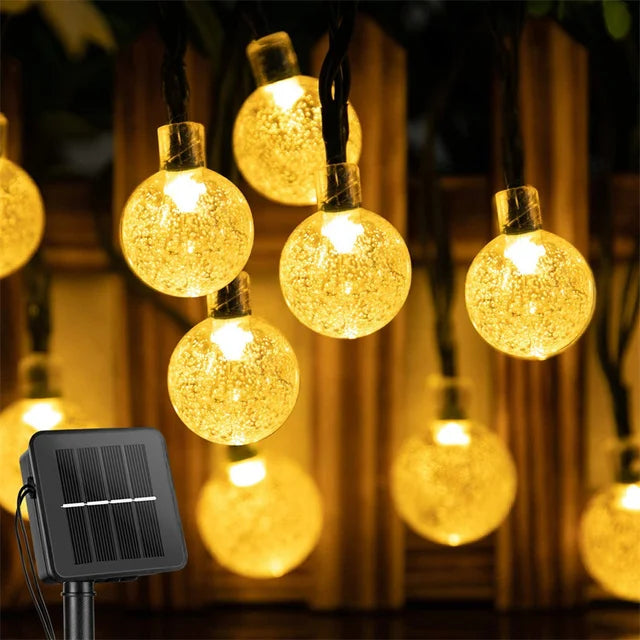 Trendbay 11M 60-LED Solar Crystal Globe String Lights – IP65 Waterproof