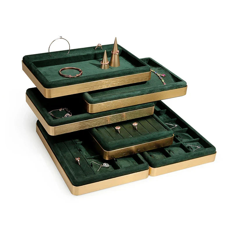 Trendbay Metal Jewelry Display Tray – Multi-Color Storage Organizer for Rings, Earrings, Necklaces & Bracelets