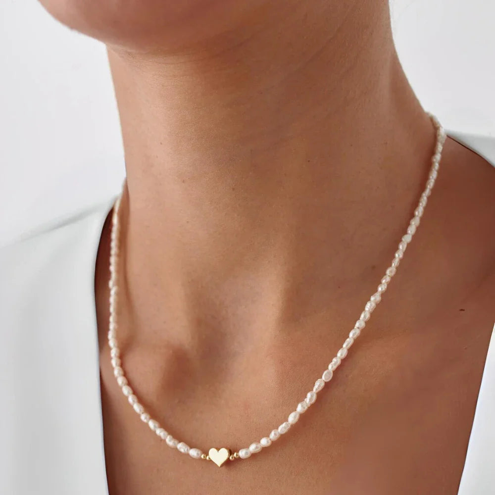Trendbay Freshwater Rice Pearl Necklace – 4mm Adjustable Pearl Necklace for Women