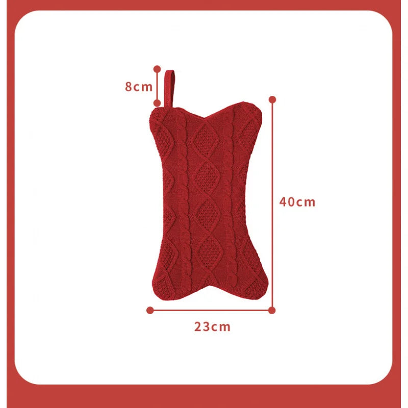 Trendbay Knitted Christmas Stocking Gift Bag