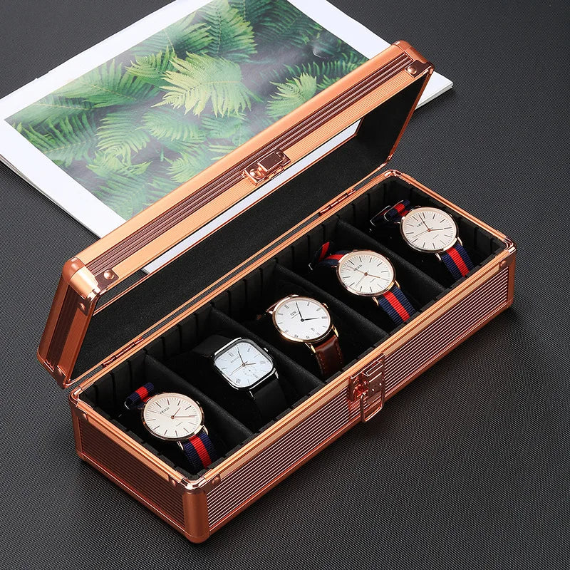 Trendbay 5-Slot Aluminum Watch Storage Box – Premium Watch Display & Travel Organizer Case