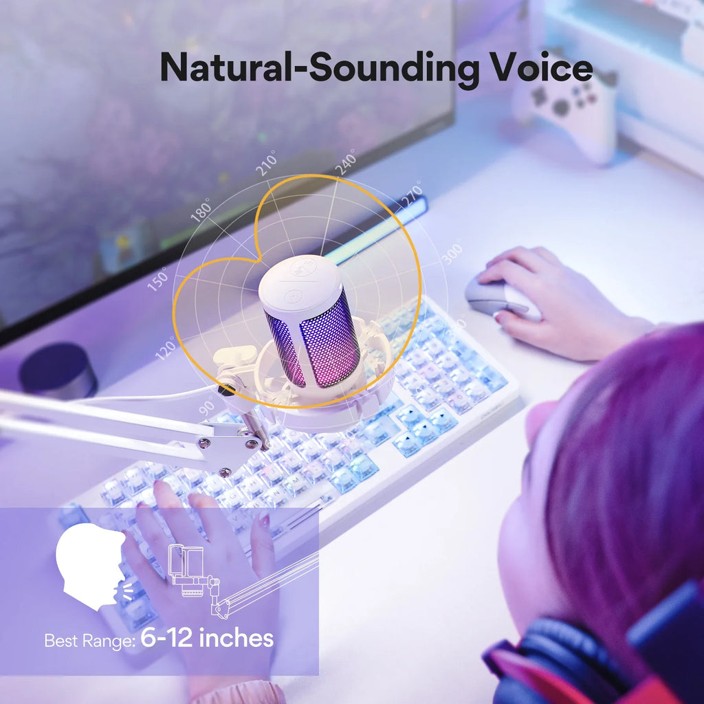 Trendbay USB Gaming Microphone RGB Noise Canceling Gain Control