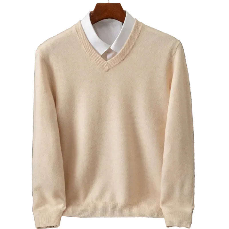 Trendbay Men's Merino Wool V-Neck Sweater