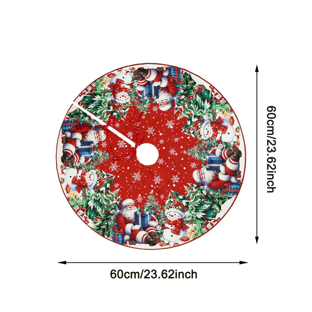 Trendbay Christmas Tree Skirt Santa & Snowman Printed Polyester Tree Base Cover