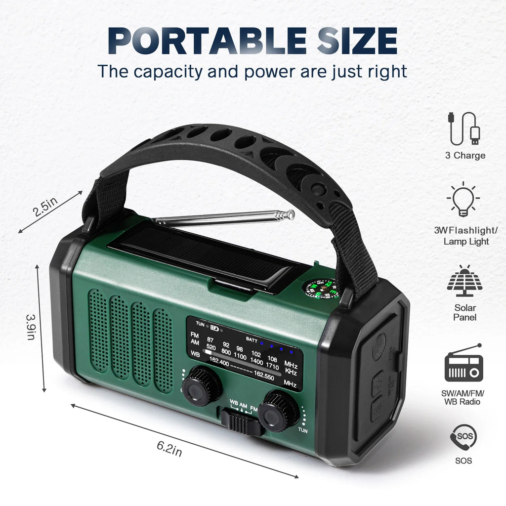 Trendbay 10000mAh Emergency Solar Hand Crank Radio