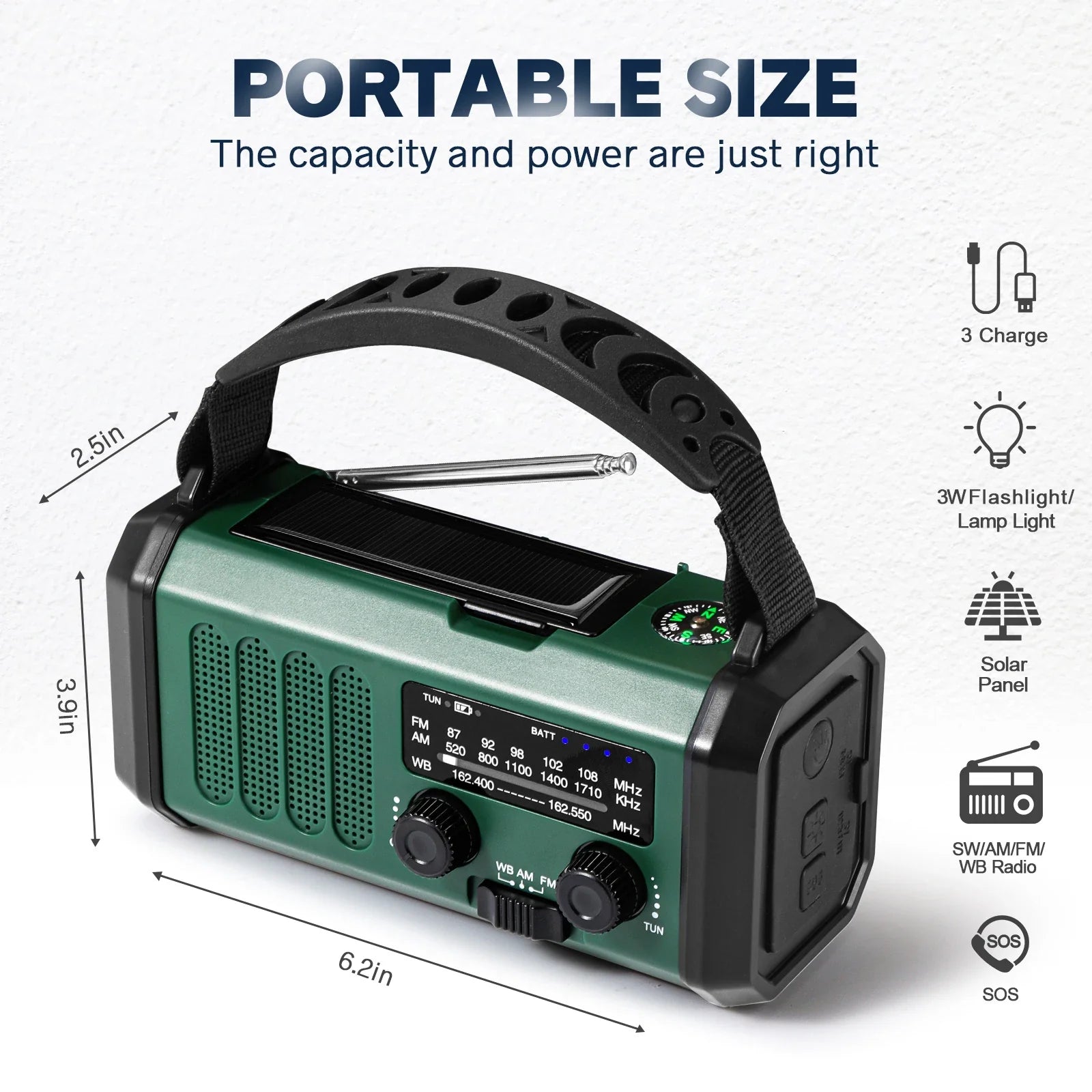 Trendbay 10000mAh Emergency Solar Hand Crank Radio