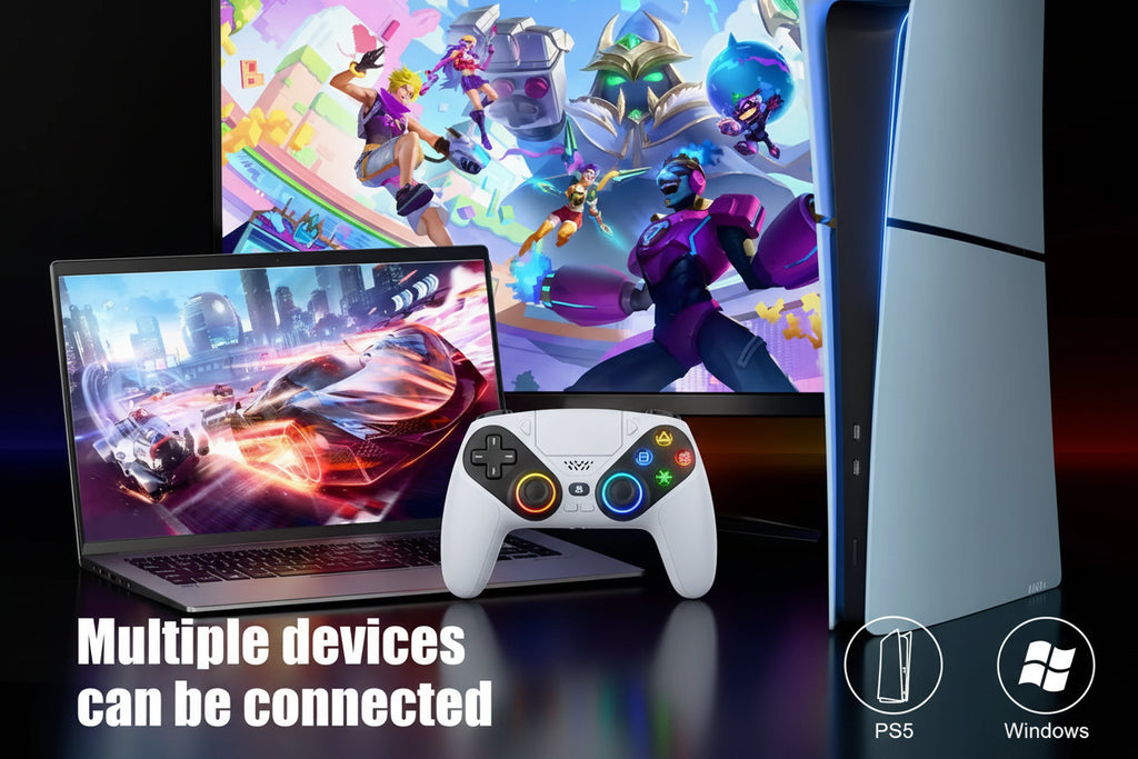 Trendbay Wireless Controller for PC – RGB Gaming Controller with Turbo & Dual Vibration