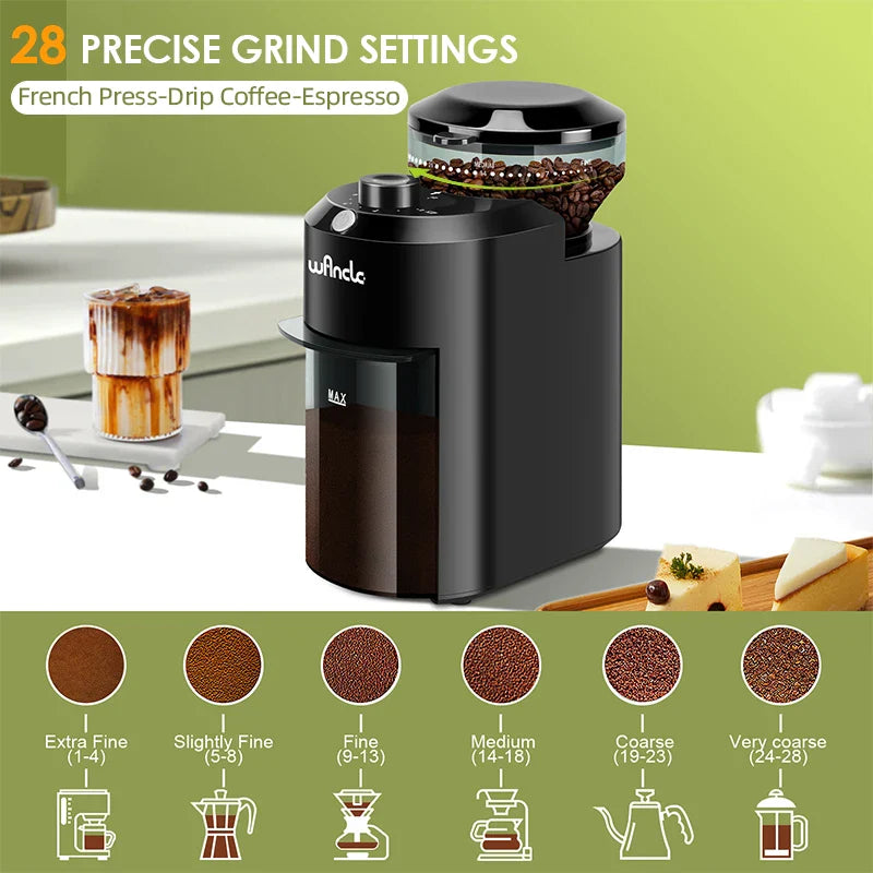 Trendbay Electric Burr Coffee Grinder with 28 Grind Settings