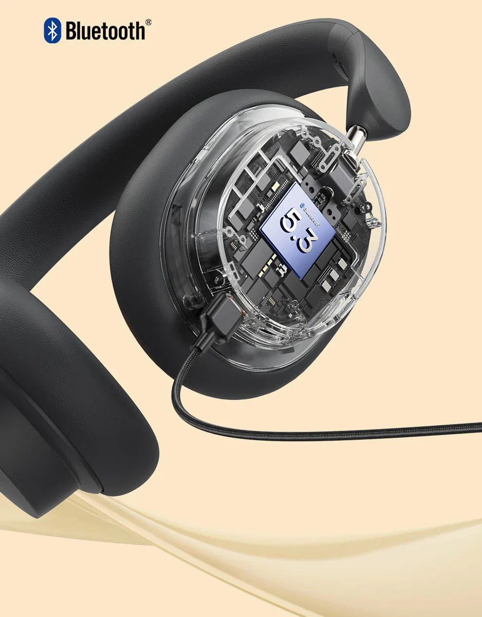 Trendbay Wireless Over-Ear Headphones 3D Spatial Audio Gray