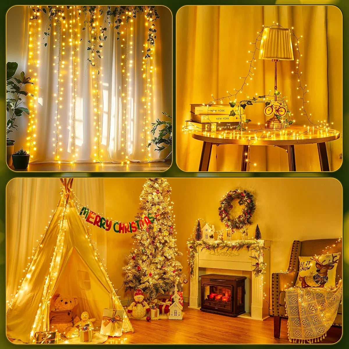 Trendbay 50M 1500-LED Warm Light Cluster Firecracker String Lights – AC-Powered